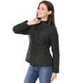 thumbnail image 3 of Chaqueta acolchada ligera con cremallera y cuello alto para mujer Negro M, 3 of 7
