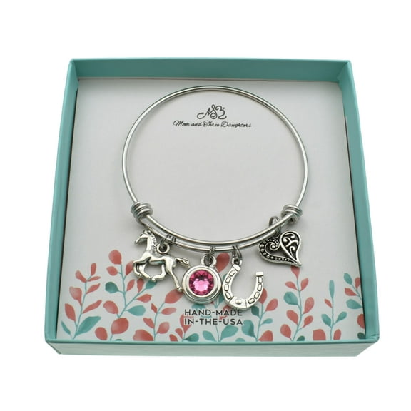 Little Girls Horse Bangle Bracelet in stainless steel. Little girls jewelry. Little girls bracelet. Horse gifts. Horseshoe.