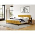 thumbnail image 4 of Omax Decor Spencer Wood/Fabric Upholstered King Platform Bed in Mustard, 4 of 4