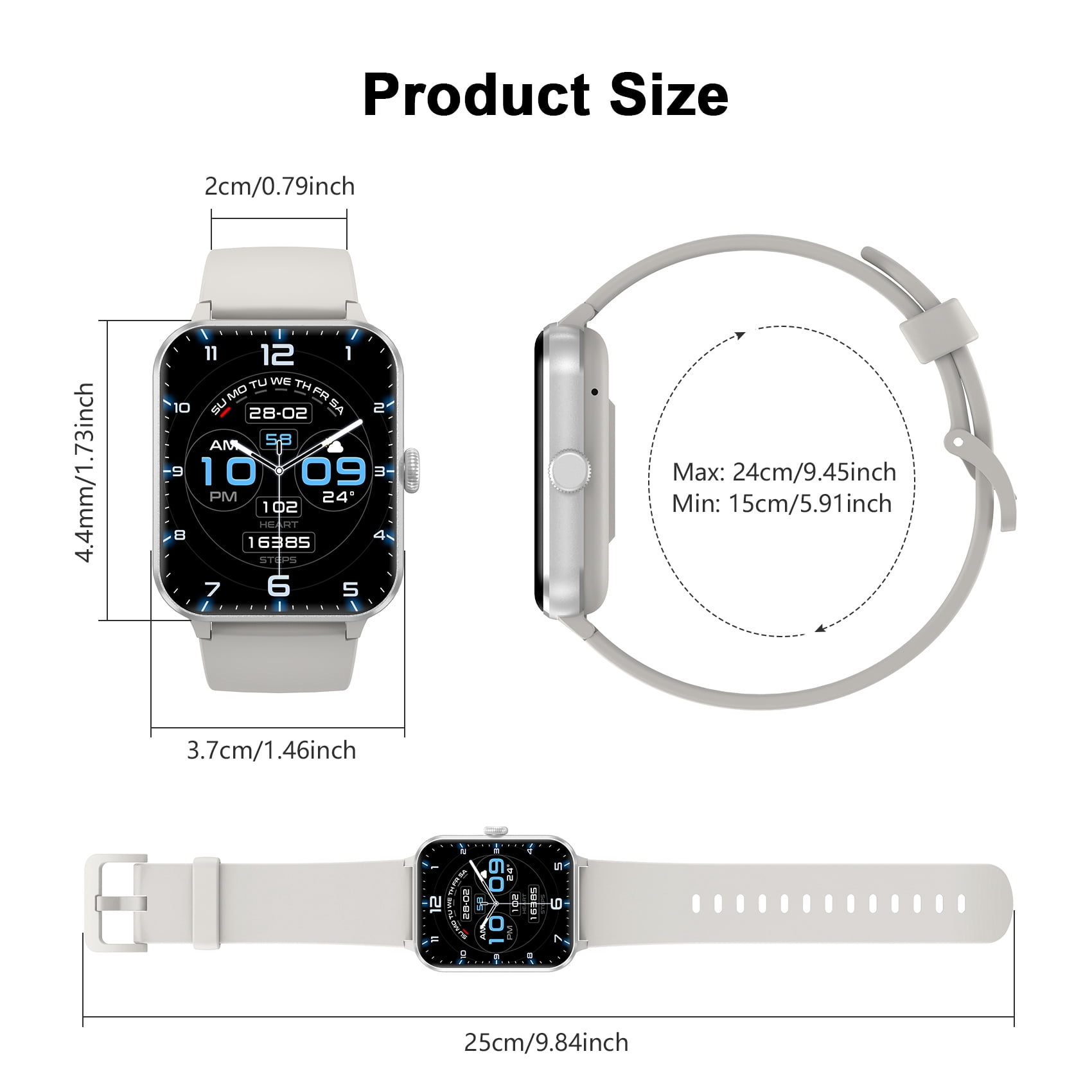 Blackview Smart Watch for Men, Bluetooth Calling, Fitness Tracker with 100+ Sports Modes, 1.85" HD Display, Compatible with Android & iPhone, Gray