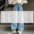 thumbnail image 4 of UYYX Kids Clothes Girls Girls Elastic Waist Wide Leg Denim Jeans Frayed Star Patch Loose Breathable Pants for Spring Fall（Light Blue,13 Years）, 4 of 9