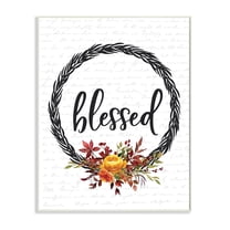Stupell Industries Blessed Flower Wreath Autumn Fall Seasonal Design Wall Plaque by Lettered and Lined