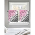 thumbnail image 5 of Pink Grey Ombre Tier Curtains 36 Inch Length,Sheer Curtains for Bedroom Living Room Window Modern Geometric Abstract Aesthetics Cream Kitchen Curtains Small Half Window Drapes 27.5"x36" 2 Panels, 5 of 7