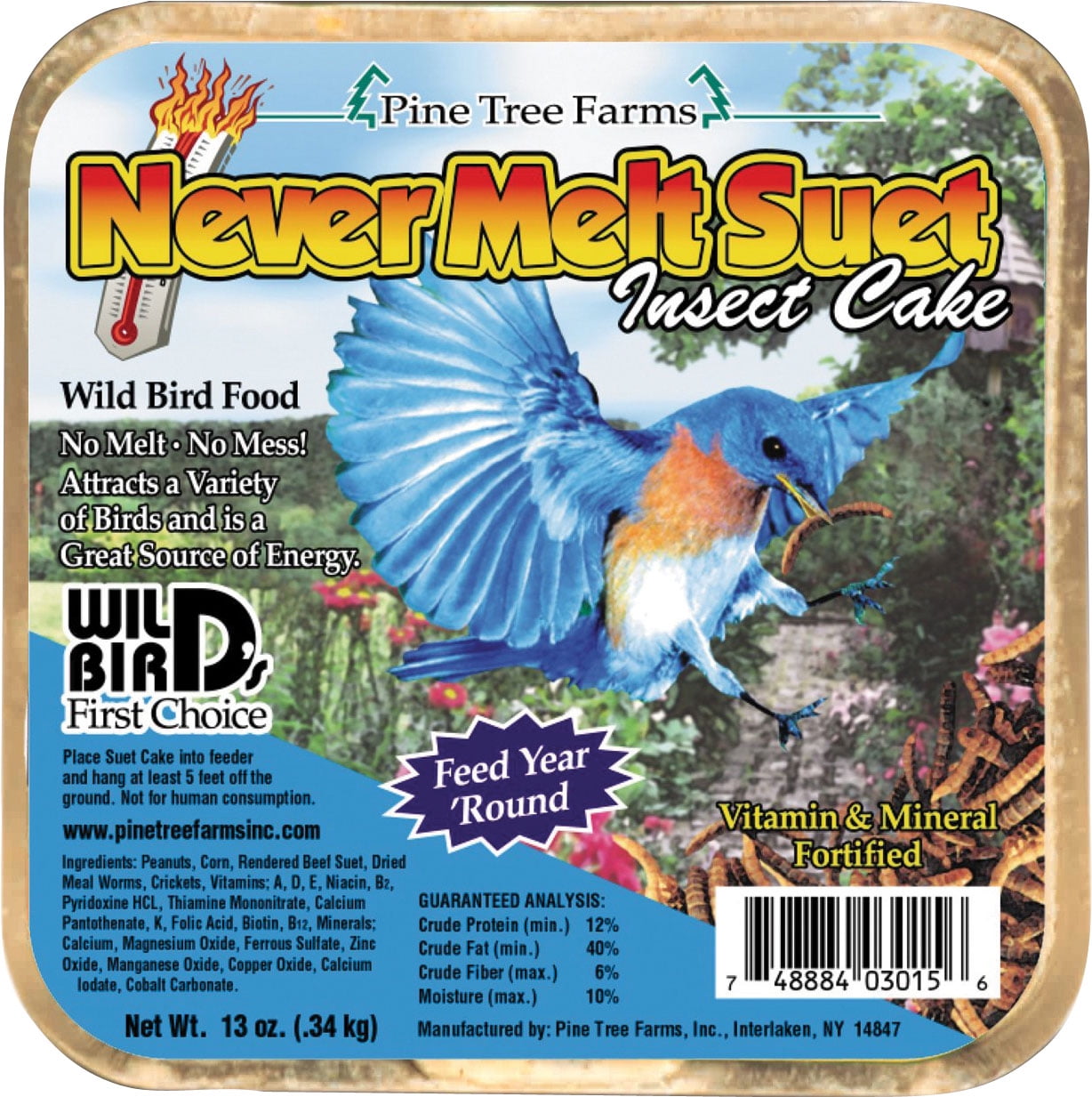 Suet Plus Cakes Insects NO MELT 12oz each Bird Food Feed Made in USA