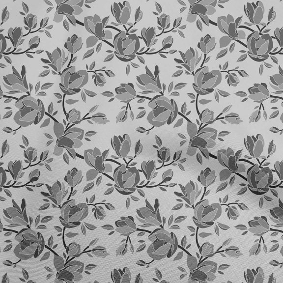 oneOone Polyester Spandex Gray Fabric Florals Sewing Craft Projects Fabric Prints By Yard 56 Inch Wide