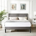 thumbnail image 4 of Katkuca Full Bed Frame, Upholstered Queen Size Platform Bed Frame with Adjustable Headboard, Strong Wood Slat Support, No Box Spring Needed, Dark Gray, 4 of 7