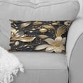 thumbnail image 2 of Designart "Floral Elegance In Golden Beige And Black II" Glam Printed Throw Pillow, 2 of 5