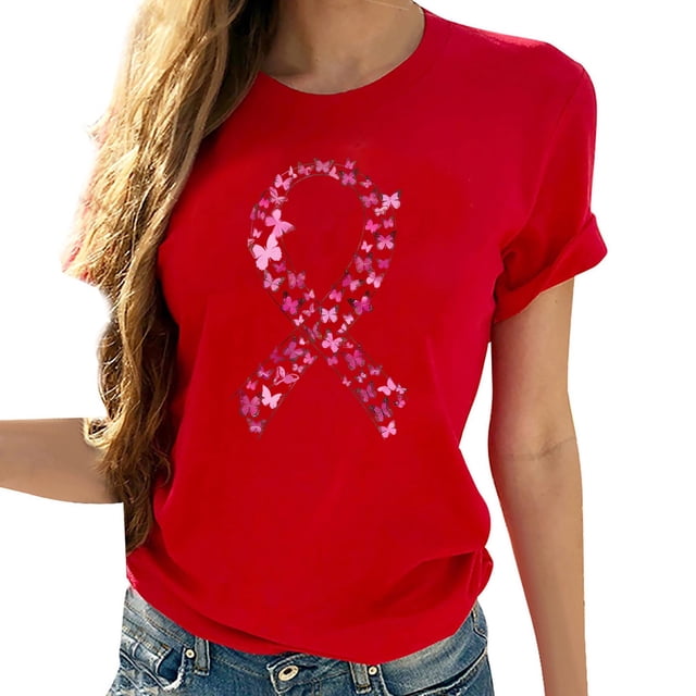 T-Shirt à Manches Courtes Imprimé Col Rond pour Femmes