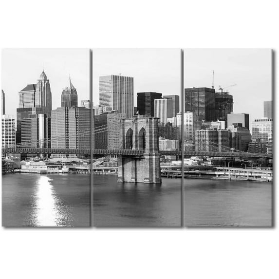 TISHIRON 3PCS Framed Canvas Wall Art Set,36"x24" New York City Skyline Canvas Art Decor