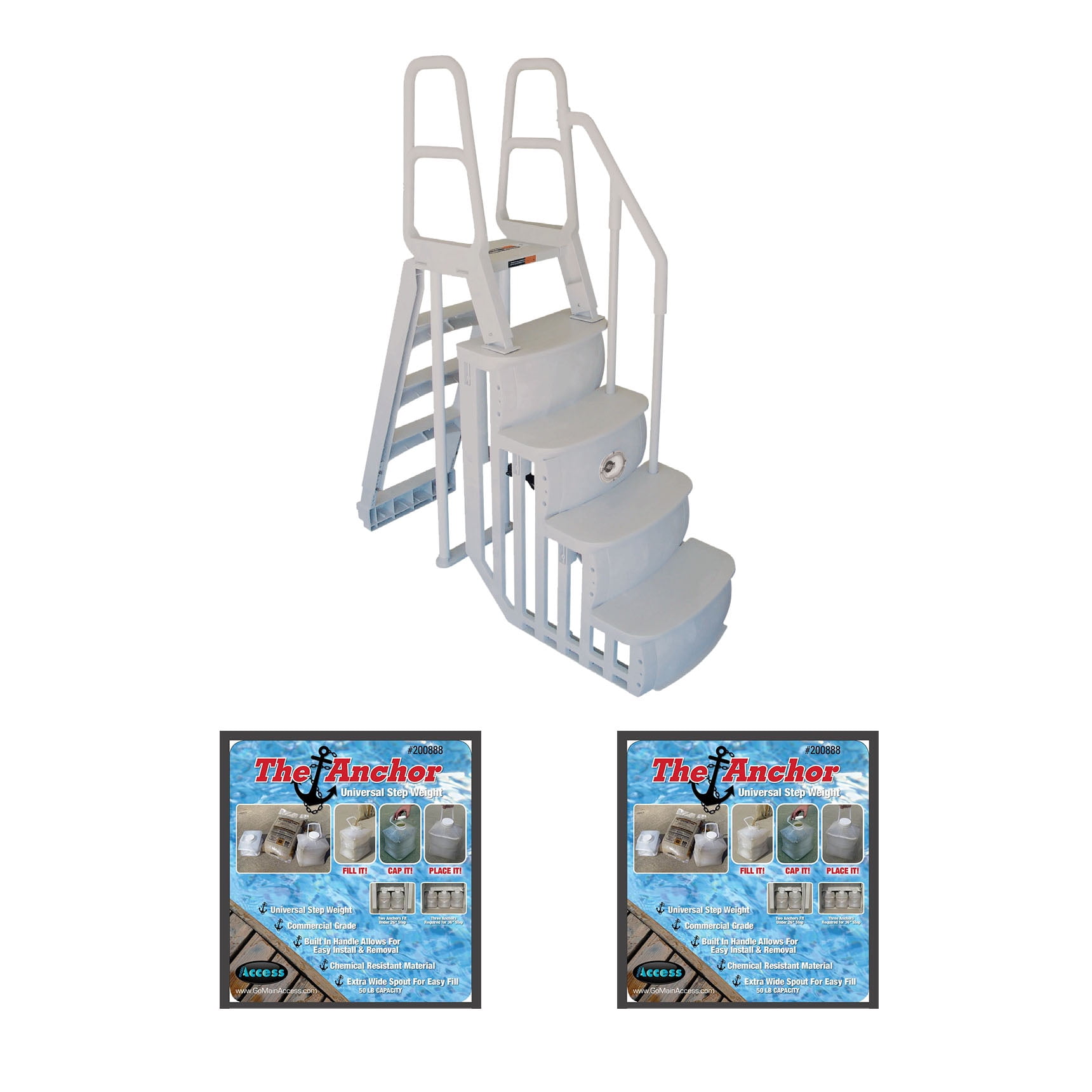 Main Access 200100T Above Ground Pool Step and Ladder System + 2 Sand Weights - Walmart.com