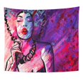 thumbnail image 2 of ZEALGNED Afro Jazz Singer Microphone on Woman Performer Singing Face Wall Art Hanging Tapestry Home Decor for Living Room Bedroom Dorm 60x80 inch, 2 of 2