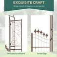 thumbnail image 5 of Outsunny 7' Metal Garden Arbor, Garden Arch with Gate, Fleur De Lis Motif, Latching Doors, Planter Shelves, Brown, 5 of 9