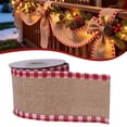 thumbnail image 2 of Clearance Under $1 Khaki Plaid Wired Edge Christmas Ribbon 2.48in x 5yd for Rustic Holiday Decor, 2 of 5