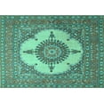 thumbnail image 1 of Ahgly Company Machine Washable Indoor Rectangle Medallion Turquoise Blue Traditional Area Rugs, 6' x 9', 1 of 4