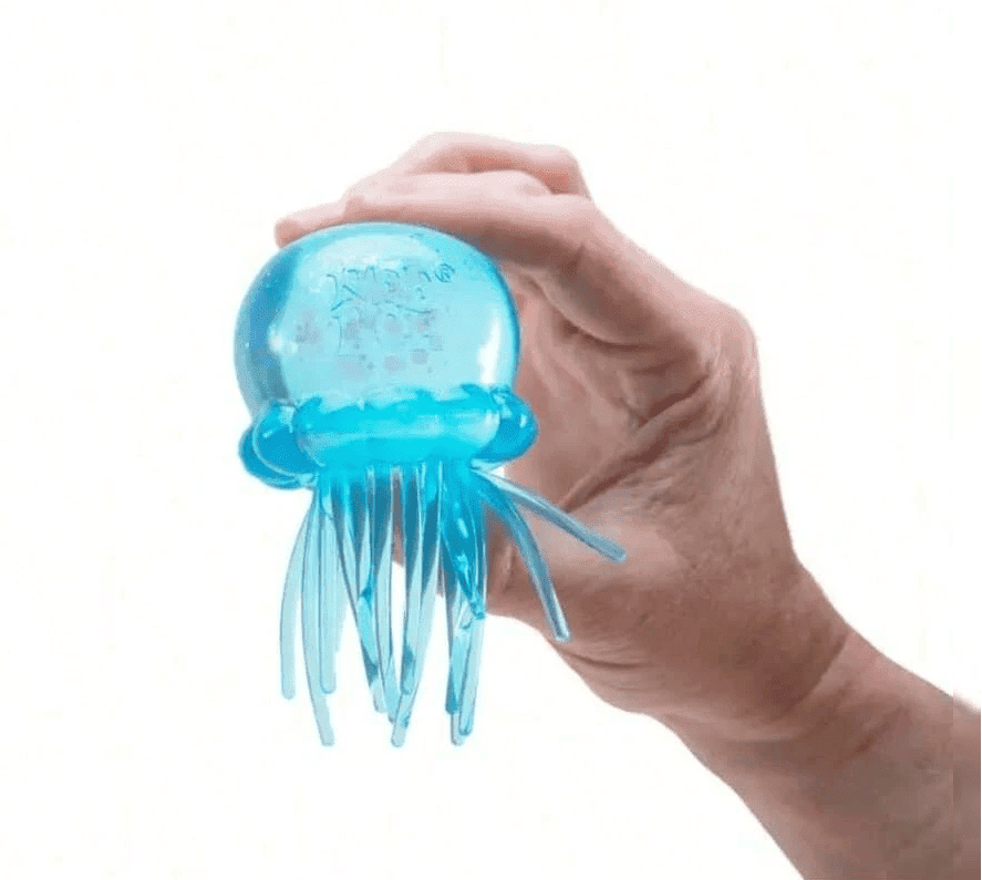 Glitter Jellyfish Squishy Toy, Stress Relief Fidget Toy, Ultra-Soft TPR Material, Slow-Rebound Sensory Toy with Dangling Tentacles for Kids Adults ADHD
