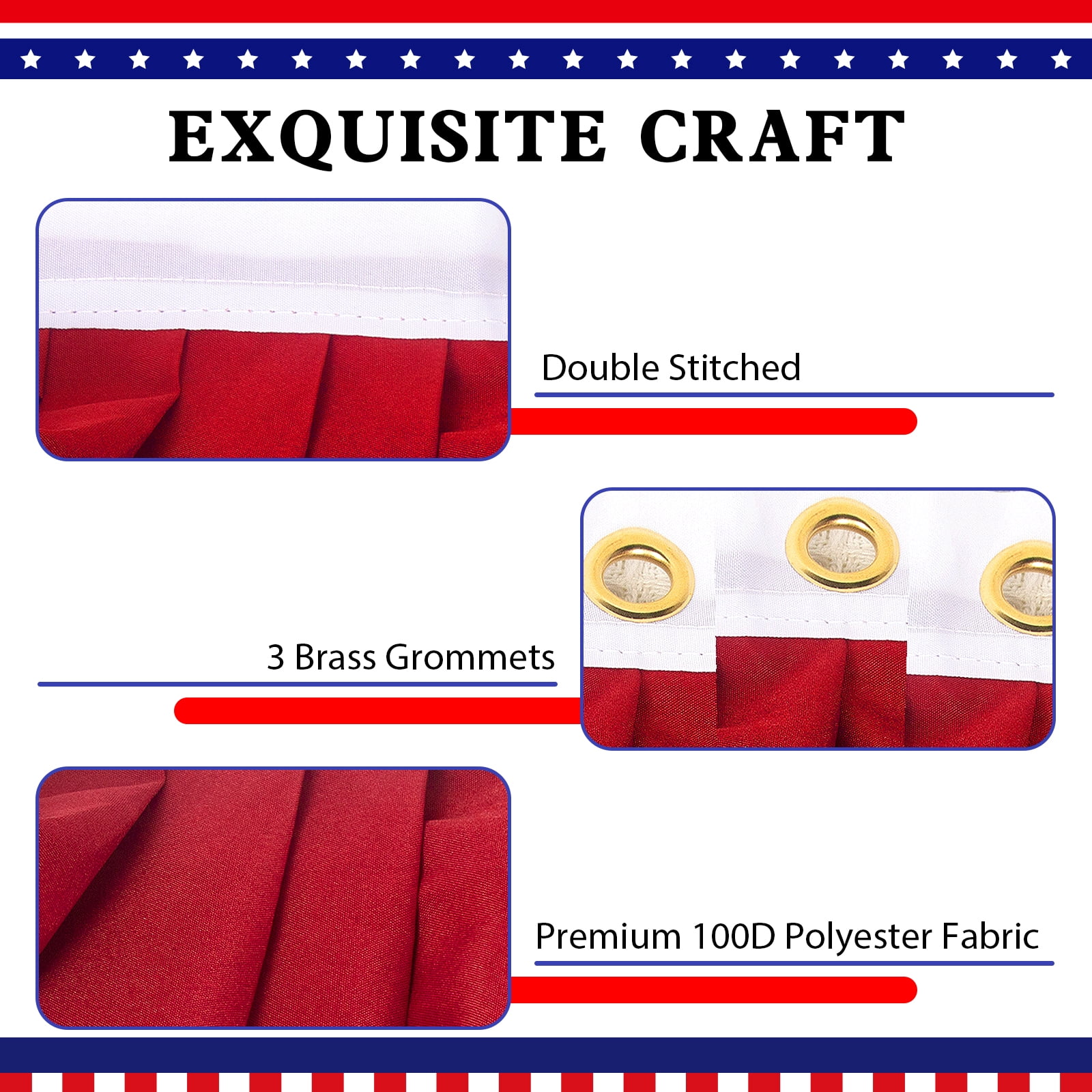 2x4 Ft American Pleated Fan Flag, Patriotic Half Fan Bunting Flag, Indoor Outdoor for 4th of July Decoration Memorial Day (Set of 5)