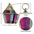 thumbnail image 4 of In the Breeze 9206 — Teal & Pink Mini Hex Tealight Lantern — Moroccan-Style Boho Chic Tealight Glass and Metal Tabletop Lantern, 4 of 5