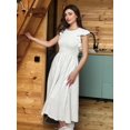 thumbnail image 4 of Vestido sencillo a rayas, midi, de verano, línea A, boda, blanco, 4 of 5