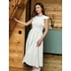 thumbnail image 4 of Vestido sencillo a rayas, midi, de verano, línea A, boda, blanco, 4 of 5