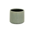 thumbnail image 3 of 6" Green Striped Ceramic Indoor Outdoor Round Pot Planter, 3 of 6