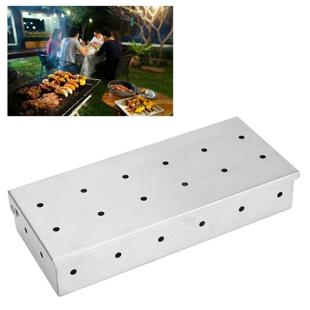 ESTINK Wood Chip Smoking Box,Large Capacity Stainless Steel Smoker Box