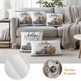 thumbnail image 6 of Black White Truck Fall Outdoor Waterproof Pillow Covers, Pumpkins Thanksgiving Checkered Decorative Rectangle Throw Pillowcase Sofa Cushion Sham for Patio/Couch/Chair, 20"x12" 2 Pack, 6 of 8