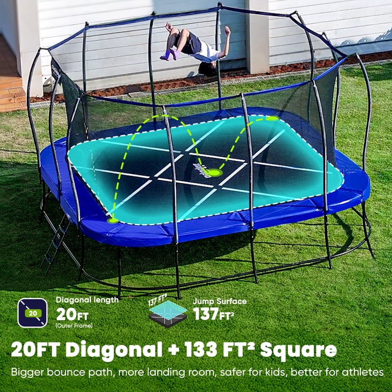 Zupapa 14x14 FT Square Trampoline for Kids & Adults, Outdoor Heavy