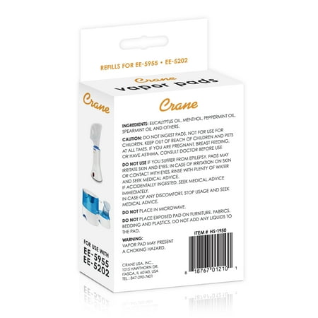 CRANE - Vapor Pads 12 pack for EE-5955/8620 - WHITE