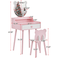 thumbnail image 7 of Sesslife Kids Vanity Set with LED Mirror and Drawer, Wooden Princess Makeup Desk Set, Toddler Dressing Table Set, Pretend Play Kids Vanity Table and Chair Set for Little Girls aged 3+, Pink, 7 of 7