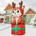 thumbnail image 3 of GOOSH Christmas Inflatables 6 FT Inflatable Reindeer, Cute Blow up Reindeer Sitting on Gift Box with Built-in LEDs, Outdoor Christmas Decorations Reindeer Inflatable for Xmas Holiday Indoor Outdoor, 3 of 7