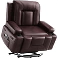thumbnail image 1 of Ourlova 22 Inch PU Leather Power Lift Recliner Chair - Heat and Massage Claret (Compact Cup Holder Style), 1 of 9