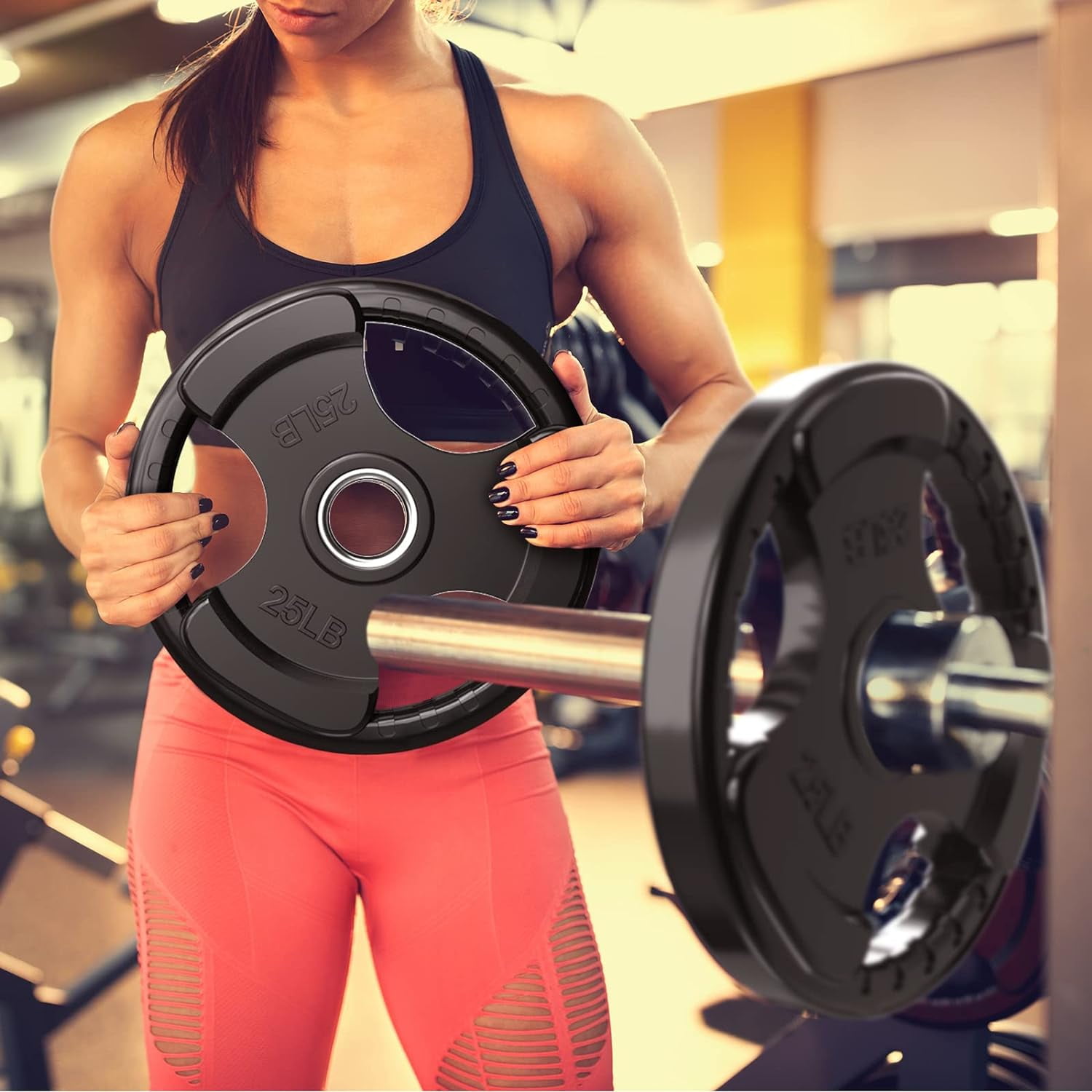 RitFit 230 lb Olympic Weights Plates Barbell Set, Rubber Plates Set for Weightlifting and Strength Training in Home & Gym