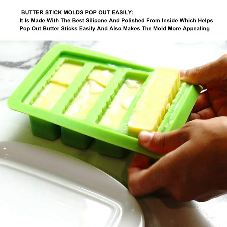 Veradant Butter Mold Tray with Lid Storage - The Silicone Butter Molds with  4 Large Storage Cavities for Butter, Brownies, Ice, Soap Bars, Energy Bars  and Chocolates