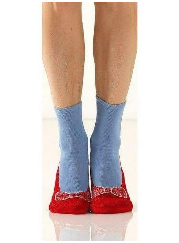 Foot Traffic Non-skid Red Ruby Slippers/Blue Slipper Socks by Foot Traffic, Women's size 4-10