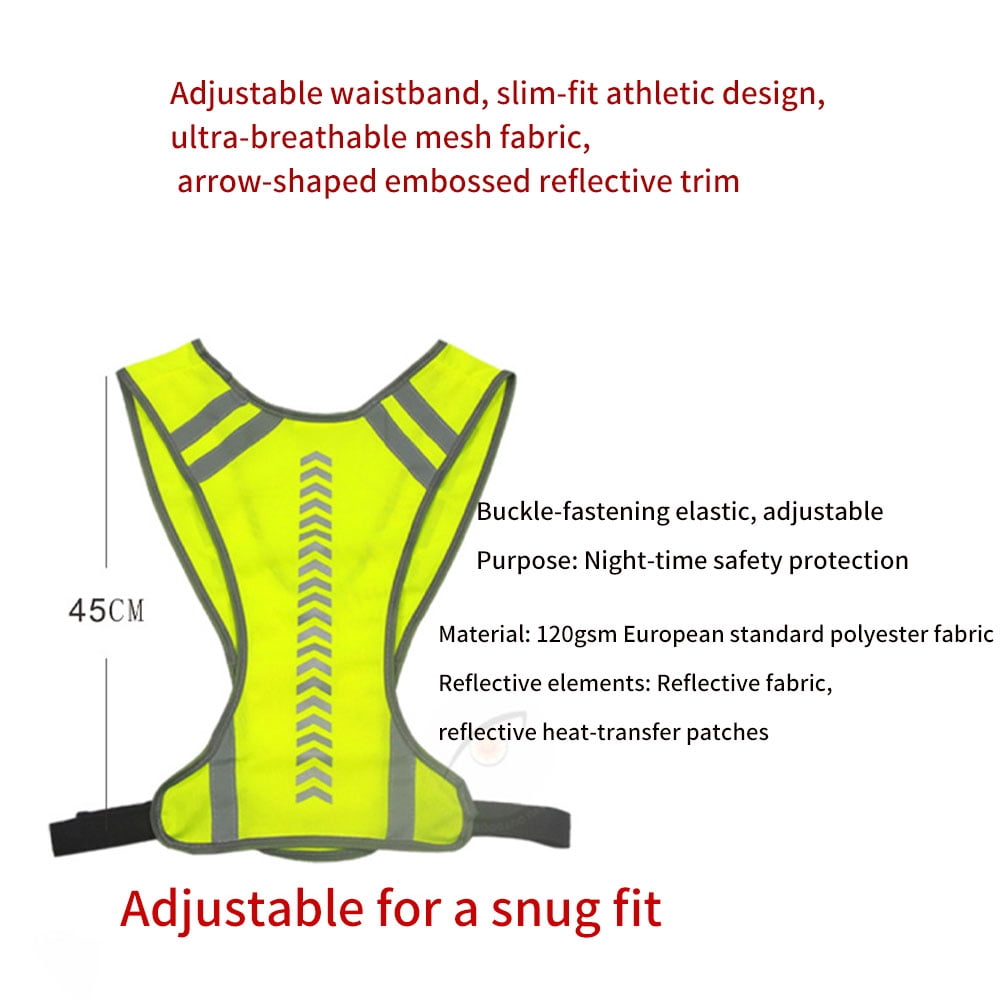 Reflective Safety Vest Jacket High Visibility Fluorescent Green for Cycling Running Motorcycle Outdoor Work