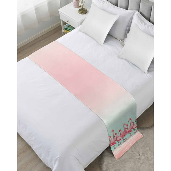 Xipuska Pink Flamingo Bed Runners for Twin Size Bed, Decorative Bed Throws for Foot of Bed, Summer Tropical Flamingo Hawaii Animals Bed Runner Sofa Throw Bedding Scarf Protector Slipcover for Bedroom