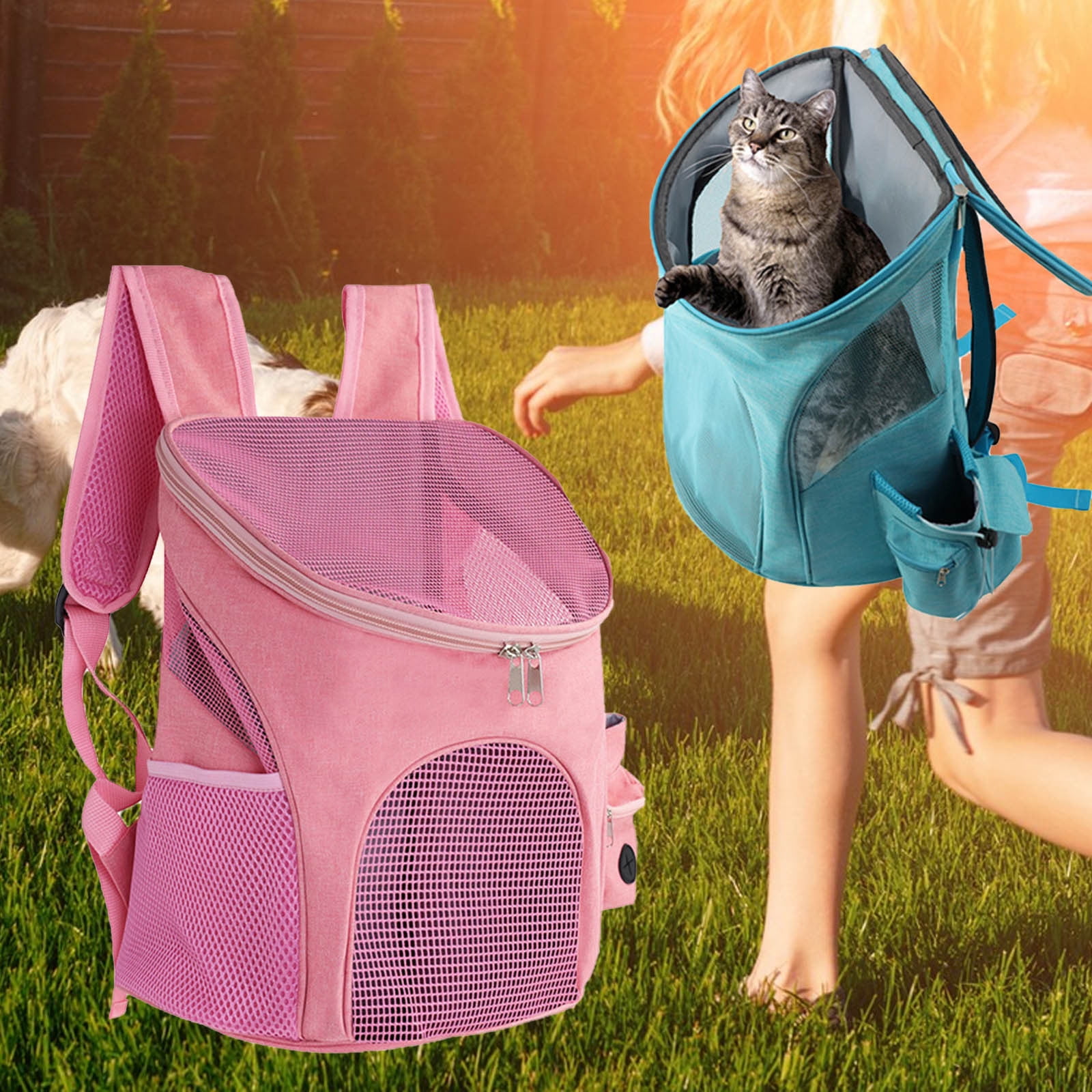 Iumwxz Organizers and Storage Foldable Small Pet Carrier Ventilated Design Pet Travel Carrier Backpack with Breathable Mesh Pockets A Pet Carrier Bag for Travel Hiking and Camping Shelf Blue