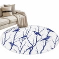thumbnail image 2 of Round Area Rug 3 Ft, Navy Blue Branches Birds Washable Non-Slip Circle Carpet for Living Room/Bedroom, Abstract Forest Silhouettes Low-Profile Small Floor Mats Collection Rugs for Indoor, 2 of 7