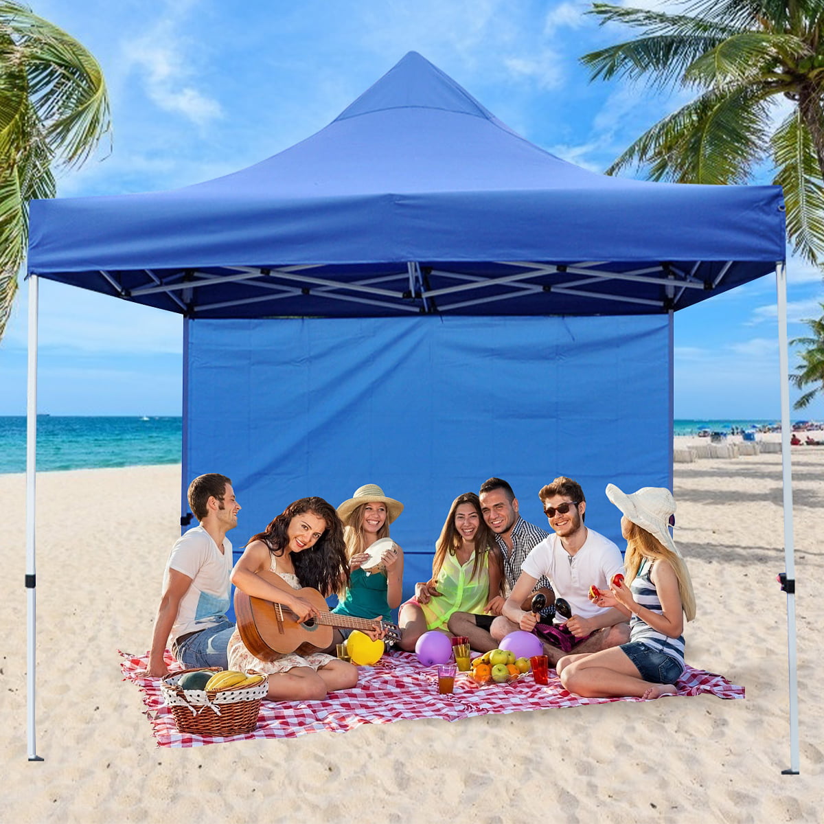 300cm Gazebo Replacement Exchangeable Two SideWalls Panels with One Window Blue 
