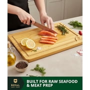 Royal Craft Wood Extra Large Bamboo Cutting Board – Wooden Butcher Block Chopping Board with Side Handles, Cutting Board for Kitchen Meal Prep (XL, 18 x 12)