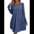 thumbnail image 1 of Vestido de Mujer de Larga, Cuello Redondo, Cintura Alta y Cintura Irregular. Azul Real XXL, 1 of 8