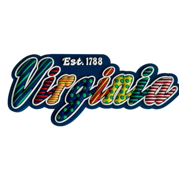 Virginia Festive Multicolor Letters Fridge Designer Magnet 3.25" x 1.25"