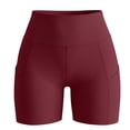 thumbnail image 4 of Yoga Pants With Pockets For Women Womens Yoga Shorts With Pockets High Waisted Womens Shorts Suitable For Cycling Sportswear Running Yoga And Sports Athletic Seamless Summer Yoga Shorts Wine Red L, 4 of 4