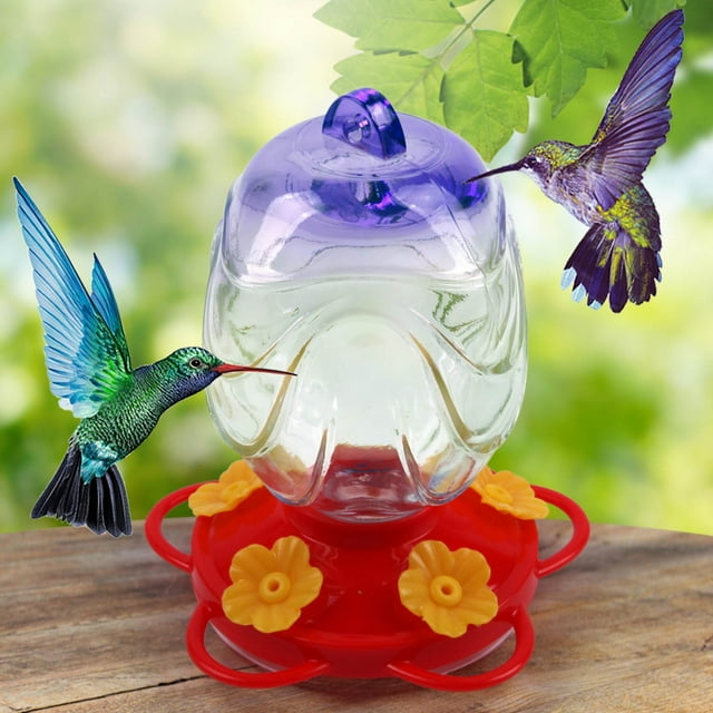 LSLJS Glass Feeder Stained Glass Hummingbird Feeder Bird Feeder Home Accessories