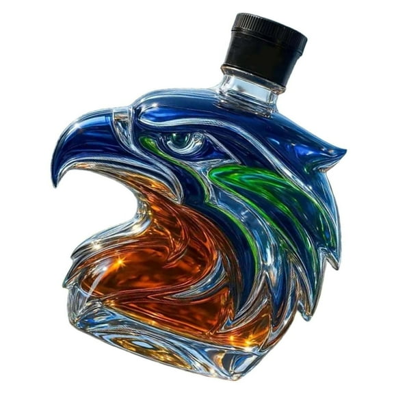 Premium Seahawk-Engraved Liquor Decanter Set – Glass Construction For Aerating, Display And Football Enthusiasts