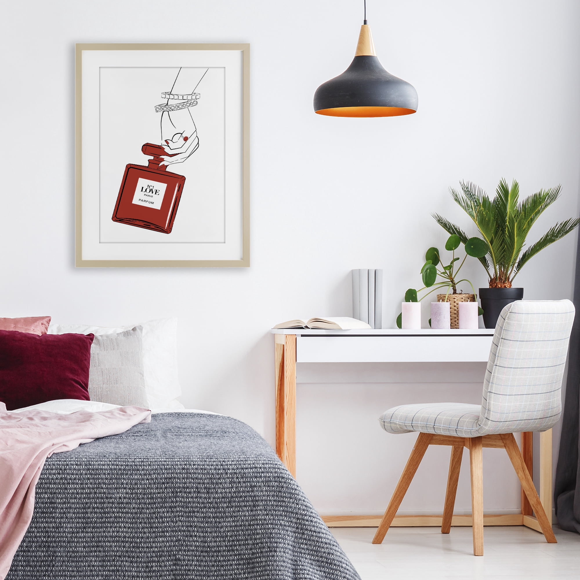 Stupell Industries Red Perfume In Hand Birch Framed Print Under Glass, design by Martina Pavlova