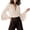 #0206-White, variant on Womens Blouses Deep V Neck Long Sleeve Double Ruffle Trim Dual Flare Cuff Solid Chiffon Pullover Blouse Loose Fit Elegant Party Office Womens Tops