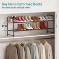 thumbnail image 6 of Long 2 Tier Shoe Rack for Closet Metal Wide Stackable Shoe Storage Organizer for Entryway, Bedroom, Floor, 18-Pairs Low Shoe Shelf, Black, 6 of 7