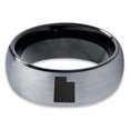 thumbnail image 2 of Tungsten Utah The Beehive State Band Ring 8mm Men Women Comfort Fit Black Dome Brushed Gray Polished, 2 of 4