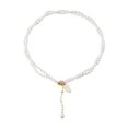 thumbnail image 1 of Double Layer Faux Pearls Choker Necklace Adjustable Fine Workmanship Elegant Valley Flower Decor, 1 of 4